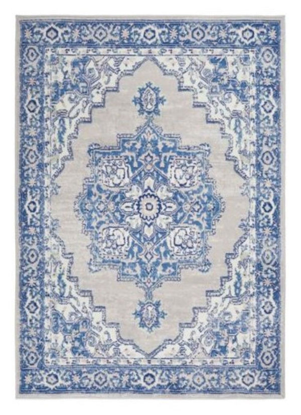 Homeroots 6' X 9' Blue Gray Floral Dhurrie Area Rug Grey Blue Polypropylene 385834