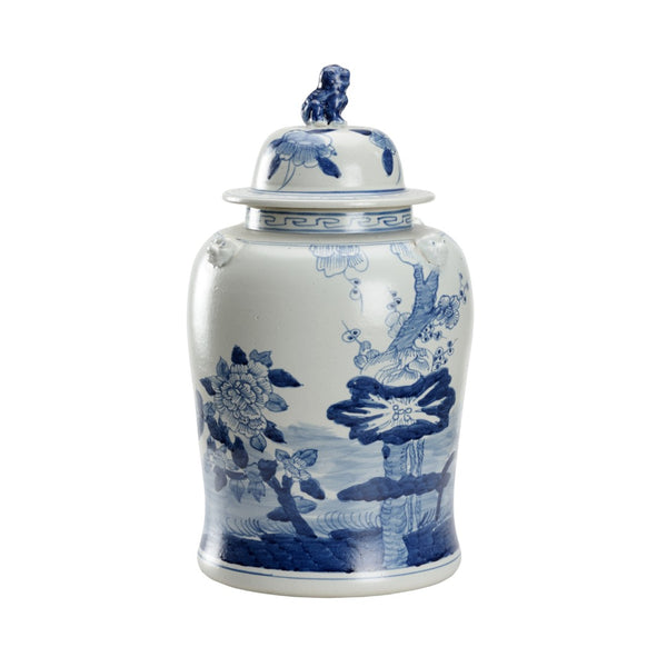 Chelsea House Song Song Garden Ginger Jar Large 18.5" Blue And White Chinoiserie Ceramic Vase Elegant Accent Decor 385836