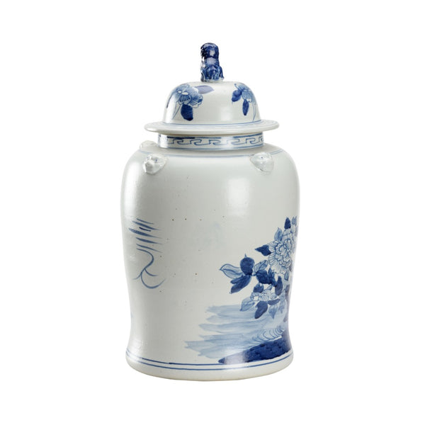 Chelsea House Song Song Garden Ginger Jar Large 18.5" Blue And White Chinoiserie Ceramic Vase Elegant Accent Decor 385836
