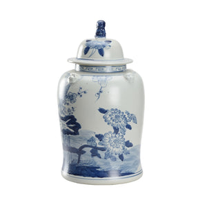 Chelsea House Song Song Garden Ginger Jar Large 18.5" Blue And White Chinoiserie Ceramic Vase Elegant Accent Decor 385836