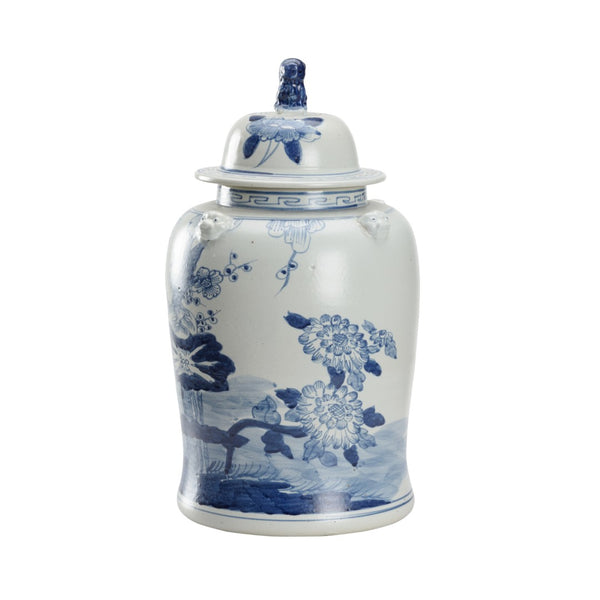 Chelsea House Song Song Garden Ginger Jar Large 18.5" Blue And White Chinoiserie Ceramic Vase Elegant Accent Decor 385836