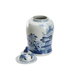 Chelsea House Song Song Garden Ginger Jar Large 18.5" Blue And White Chinoiserie Ceramic Vase Elegant Accent Decor 385836
