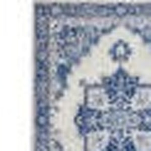 Homeroots 5' X 7' Blue And Ivory Floral Dhurrie Area Rug Ivory Blue Polypropylene 385836