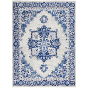 Homeroots 5' X 7' Blue And Ivory Floral Dhurrie Area Rug Ivory Blue Polypropylene 385836