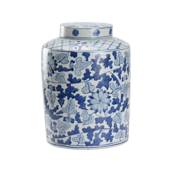 Chelsea House Song Leaf Blue-And-White Ginger Jar — Classic Chinoiserie Ceramic Accent, 13" Tall, Glossy Finish 385837