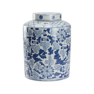 Chelsea House Song Leaf Blue-And-White Ginger Jar — Classic Chinoiserie Ceramic Accent, 13" Tall, Glossy Finish 385837