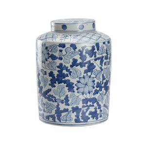 Chelsea House Song Leaf Blue-And-White Ginger Jar — Classic Chinoiserie Ceramic Accent, 13" Tall, Glossy Finish 385837