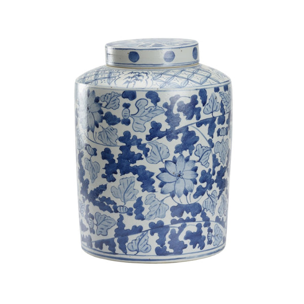 Chelsea House Song Leaf Blue-And-White Ginger Jar — Classic Chinoiserie Ceramic Accent, 13" Tall, Glossy Finish 385837