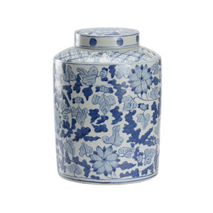 Chelsea House Song Leaf Blue-And-White Ginger Jar — Classic Chinoiserie Ceramic Accent, 13" Tall, Glossy Finish 385837