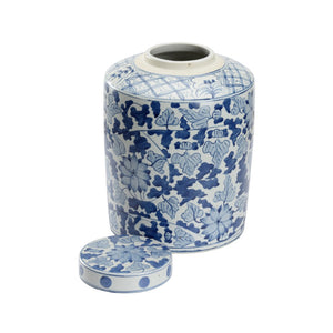 Chelsea House Song Leaf Blue-And-White Ginger Jar — Classic Chinoiserie Ceramic Accent, 13" Tall, Glossy Finish 385837