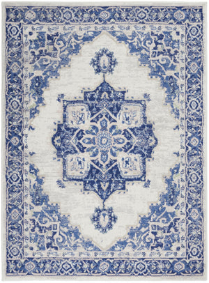 HomeRoots 6' Elegant Blue and Gray Floral Area Rug - Durable, Stain-Resistant Design for High-Traffic Spaces 6' X 9' 385837