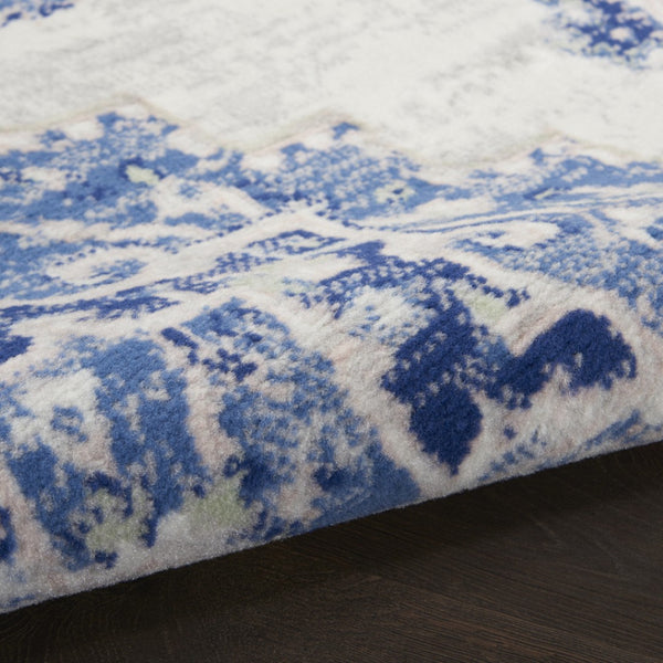 HomeRoots 6' Elegant Blue and Gray Floral Area Rug - Durable, Stain-Resistant Design for High-Traffic Spaces 6' X 9' 385837