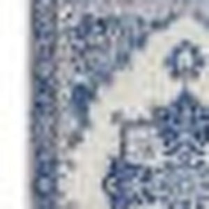 Homeroots 6' X 9' Blue And Ivory Floral Dhurrie Area Rug Ivory Blue Polypropylene 385837