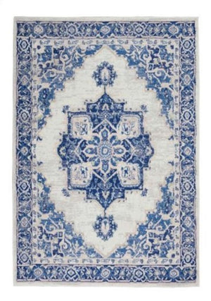 Homeroots 6' X 9' Blue And Ivory Floral Dhurrie Area Rug Ivory Blue Polypropylene 385837