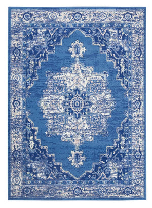 Homeroots 5' X 7' Navy Blue Floral Dhurrie Area Rug Navy Polypropylene 385839