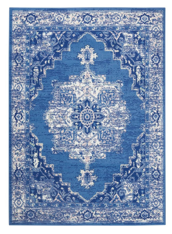 Homeroots 5' X 7' Navy Blue Floral Dhurrie Area Rug Navy Polypropylene 385839