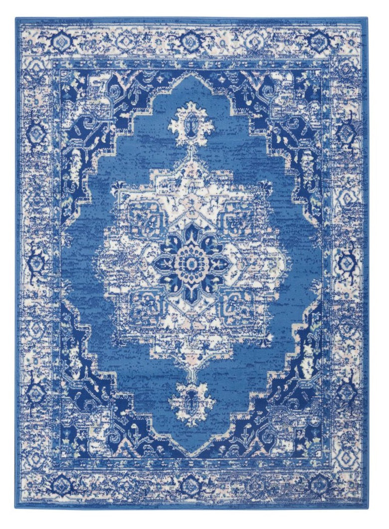 Homeroots 5' X 7' Navy Blue Floral Dhurrie Area Rug Navy Polypropylene 385839