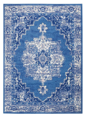 Homeroots 5' X 7' Navy Blue Floral Dhurrie Area Rug Navy Polypropylene 385839