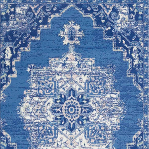HomeRoots 6' Elegant Blue and Gray Floral Area Rug - Durable, Stain-Resistant Design for High-Traffic Spaces 6' X 9' 385840