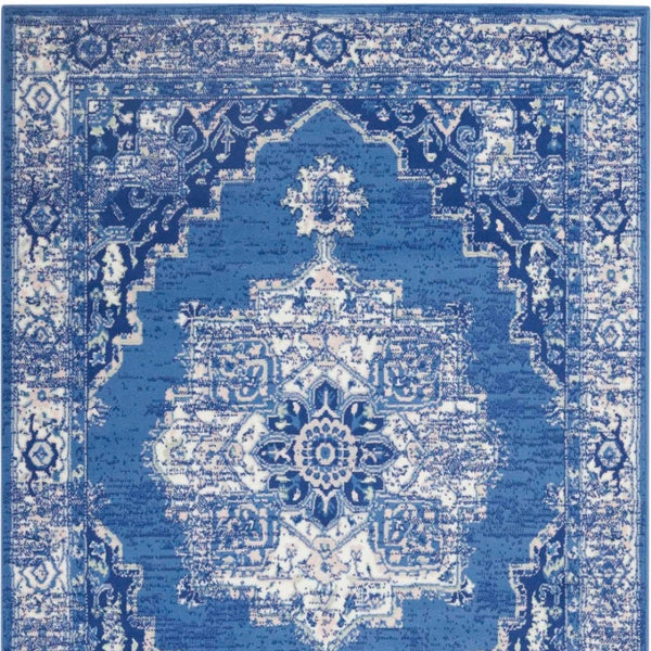 HomeRoots 6' Elegant Blue and Gray Floral Area Rug - Durable, Stain-Resistant Design for High-Traffic Spaces 6' X 9' 385840