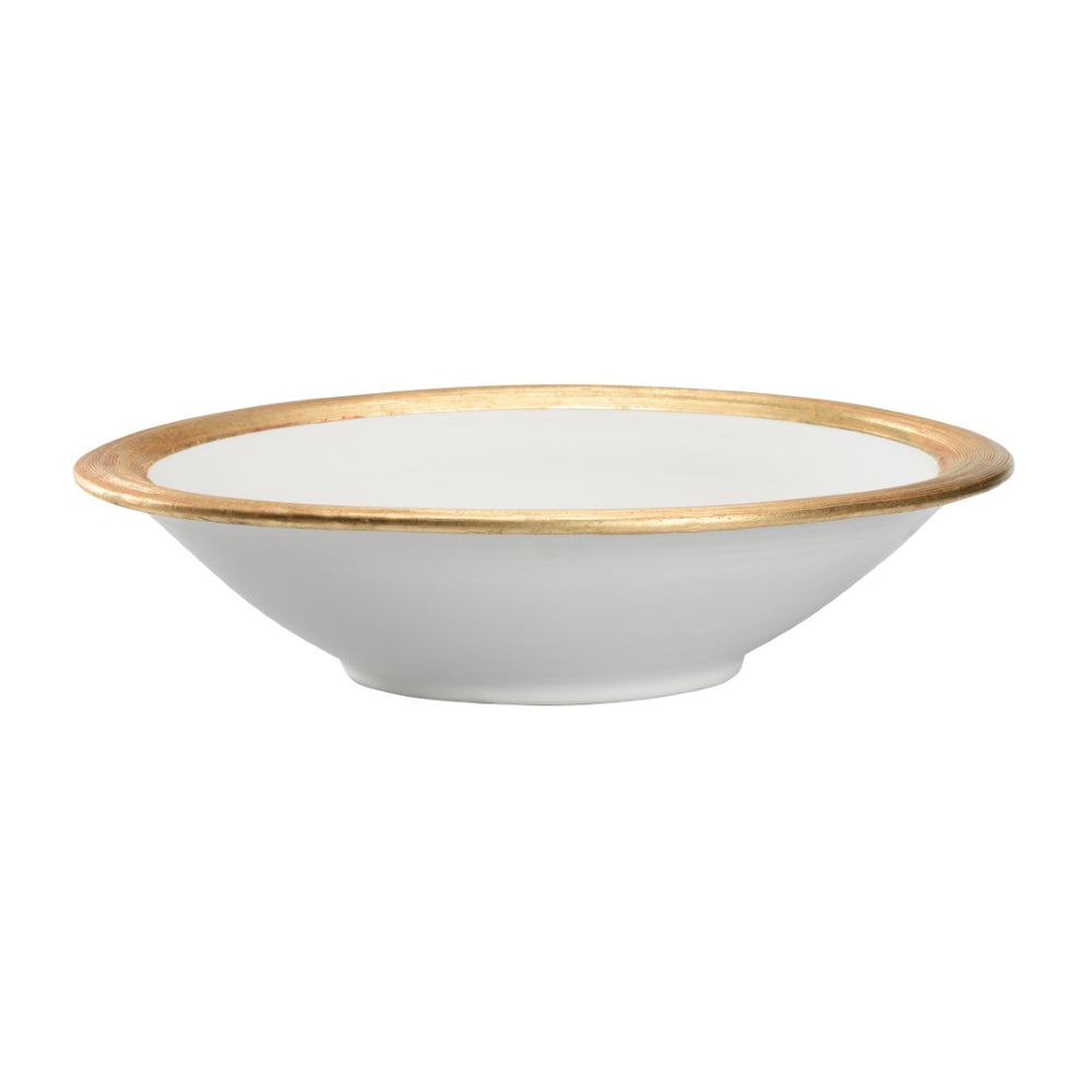 Chelsea House Terrazza Handcrafted Italian Ceramic Bowl With White Glaze And Gold-Leaf Rim — Elegant Centerpiece 385842