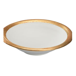 Chelsea House Terrazza Handcrafted Italian Ceramic Bowl With White Glaze And Gold-Leaf Rim — Elegant Centerpiece 385842