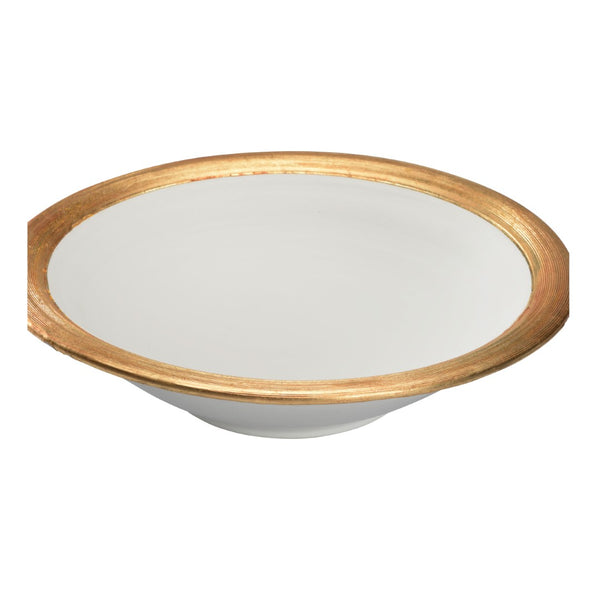 Chelsea House Terrazza Handcrafted Italian Ceramic Bowl With White Glaze And Gold-Leaf Rim — Elegant Centerpiece 385842