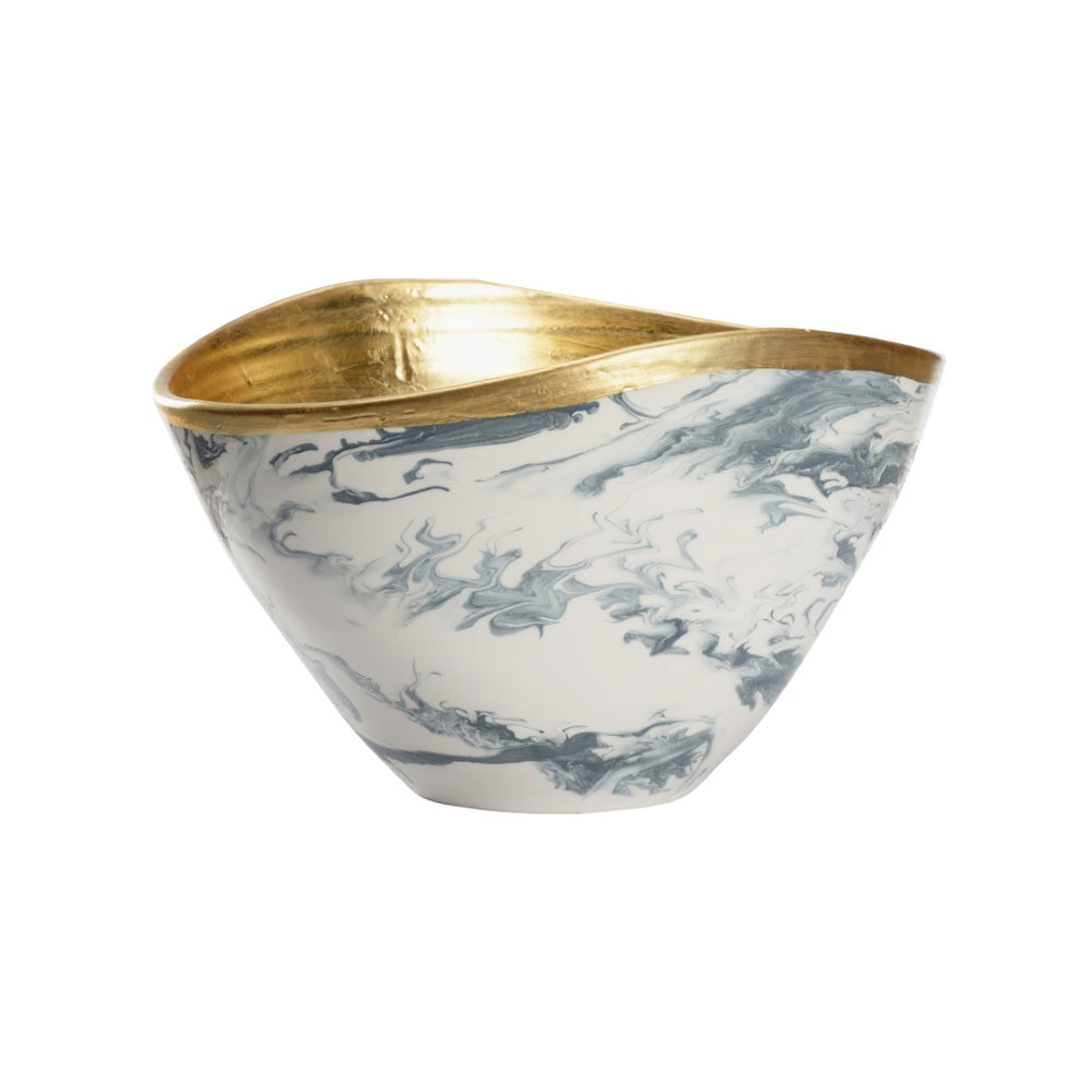 Chelsea House Grigio Italian Handcrafted Large Bowl With Slate Marble Exterior And Luxurious Gold Leaf Interior 385844