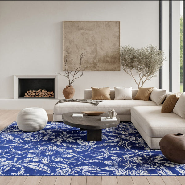 HomeRoots 6' Blue and Gray Area Rug – Stylish Indoor Outdoor Design, Durable, Low-Maintenance, Versatile Use 6' X 9' 385849