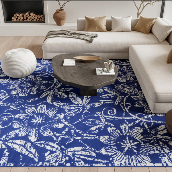 HomeRoots 6' Blue and Gray Area Rug – Stylish Indoor Outdoor Design, Durable, Low-Maintenance, Versatile Use 6' X 9' 385849