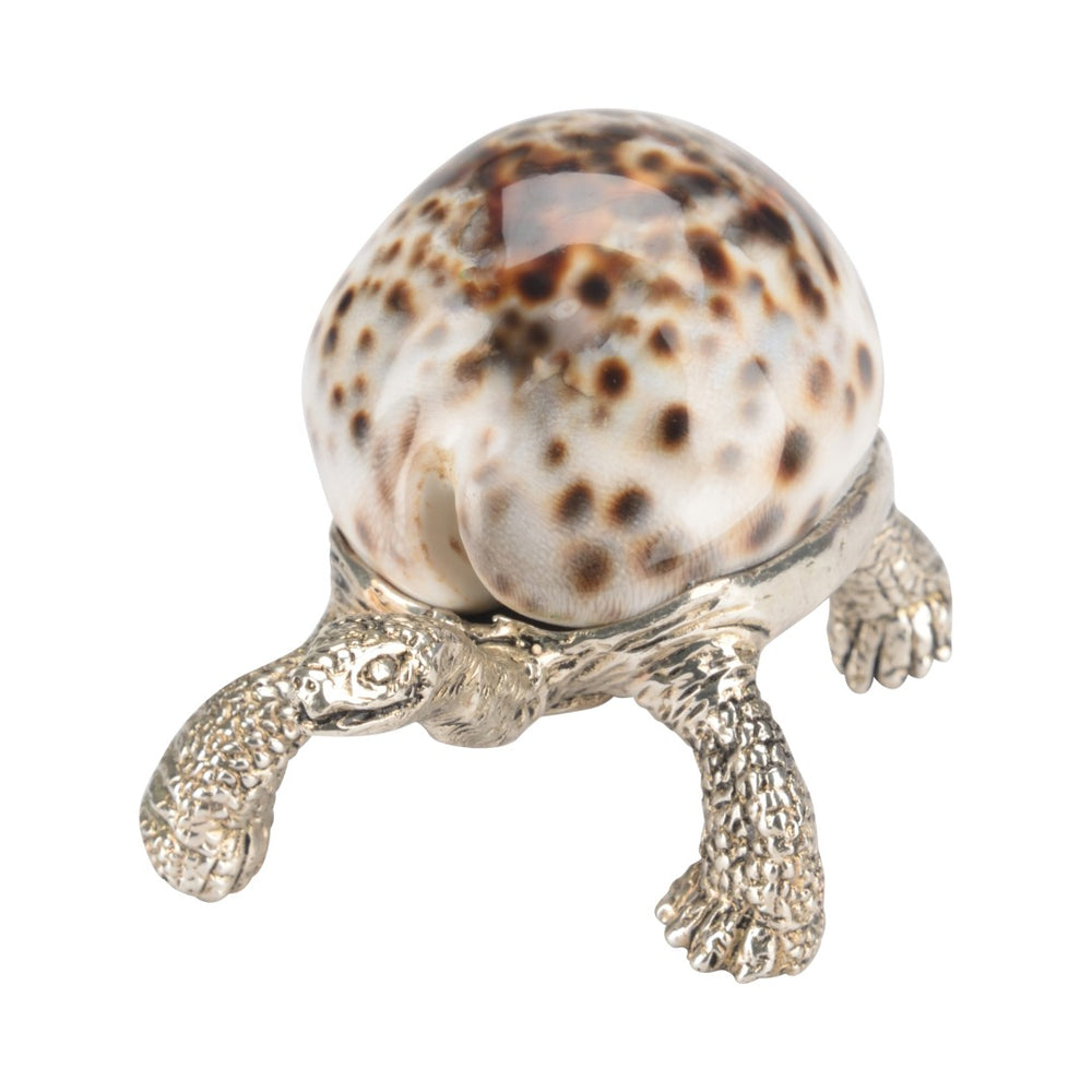 Chelsea House Turtle Silver-Plated Jade Shell Paperweight — Realistic Sculpted Figurine, Desk Accent, 2.5"X3.5" 385855