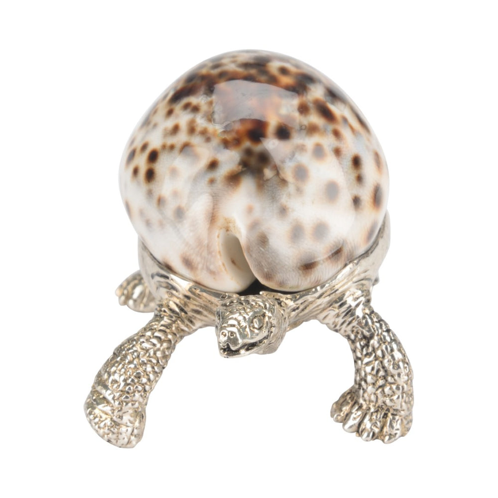 Chelsea House Turtle Silver-Plated Jade Shell Paperweight — Realistic Sculpted Figurine, Desk Accent, 2.5"X3.5" 385855