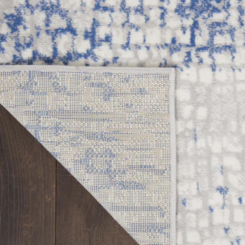 HomeRoots 6' Blue and Gray Geometric Area Rug - Modern Design for Living Spaces, Durable and Stylish Home Accent 6' X 9' 385855