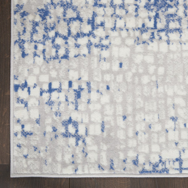 HomeRoots 6' Blue and Gray Geometric Area Rug - Modern Design for Living Spaces, Durable and Stylish Home Accent 6' X 9' 385855