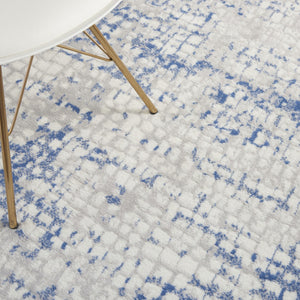 HomeRoots 6' Blue and Gray Geometric Area Rug - Modern Design for Living Spaces, Durable and Stylish Home Accent 6' X 9' 385855