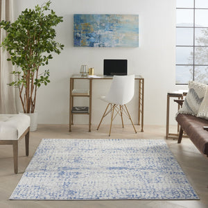 HomeRoots 6' Blue and Gray Geometric Area Rug - Modern Design for Living Spaces, Durable and Stylish Home Accent 6' X 9' 385855