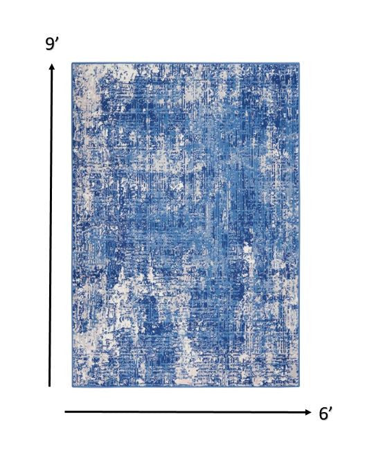 Homeroots 6' X 9' Blue And Ivory Abstract Dhurrie Area Rug  Polypropylene 385861