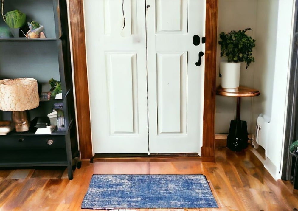 HomeRoots 6' Blue and Ivory Abstract Distressed Area Rug - Contemporary Design for Stylish Living Spaces 6' X 9' 385861