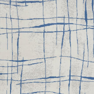 HomeRoots 6' Modern Ivory and Blue Geometric Distressed Area Rug for Stylish Living Spaces and Warmth 6?x9? 385864