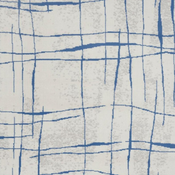 HomeRoots 6' Modern Ivory and Blue Geometric Distressed Area Rug for Stylish Living Spaces and Warmth 6?x9? 385864