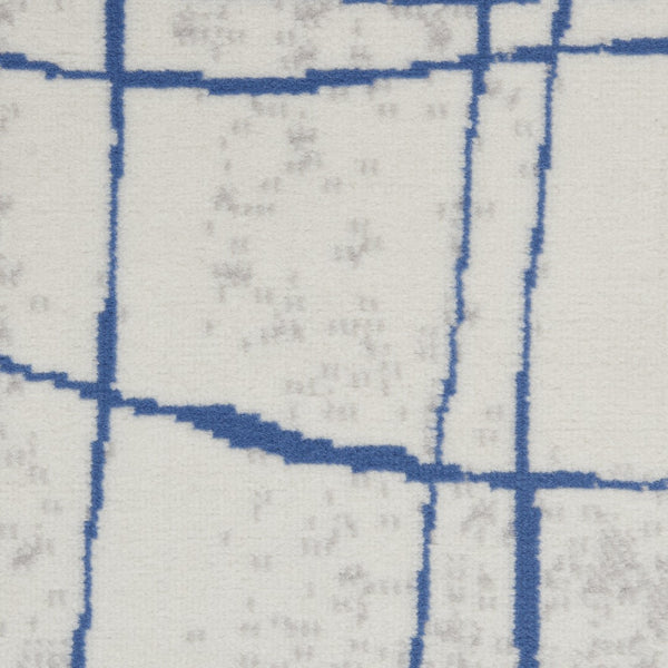 HomeRoots 6' Modern Ivory and Blue Geometric Distressed Area Rug for Stylish Living Spaces and Warmth 6?x9? 385864