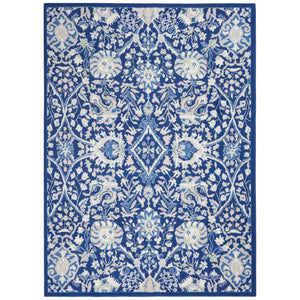 Homeroots 5' X 7' Navy Blue Floral Dhurrie Area Rug  Polypropylene 385866