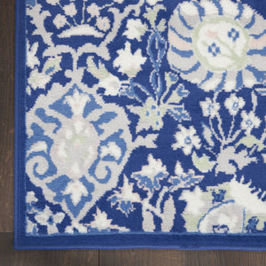 HomeRoots 6' Blue and Ivory Floral Area Rug - Timeless Elegance for Living Rooms, Bedrooms, and Dining Areas 6' X 9' 385867