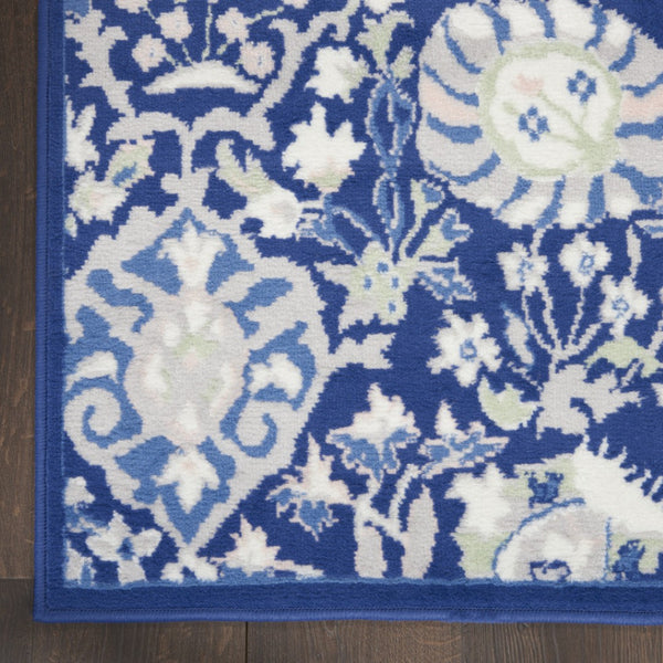 HomeRoots 6' Blue and Ivory Floral Area Rug - Timeless Elegance for Living Rooms, Bedrooms, and Dining Areas 6' X 9' 385867