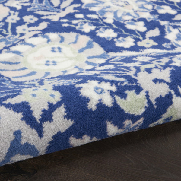 HomeRoots 6' Blue and Ivory Floral Area Rug - Timeless Elegance for Living Rooms, Bedrooms, and Dining Areas 6' X 9' 385867