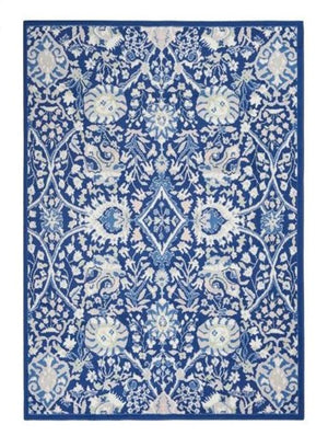 Homeroots 6' X 9' Navy Blue Floral Dhurrie Area Rug  Polypropylene 385867