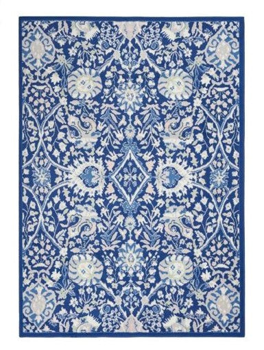 Homeroots 6' X 9' Navy Blue Floral Dhurrie Area Rug  Polypropylene 385867