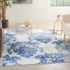 Homeroots 6' X 9' Navy Blue Floral Dhurrie Area Rug Ivory Navy Polypropylene 385870