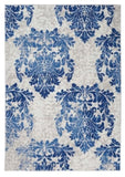 Homeroots 6' X 9' Navy Blue Floral Dhurrie Area Rug Ivory Navy Polypropylene 385870