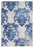 Homeroots 6' X 9' Navy Blue Floral Dhurrie Area Rug Ivory Navy Polypropylene 385870